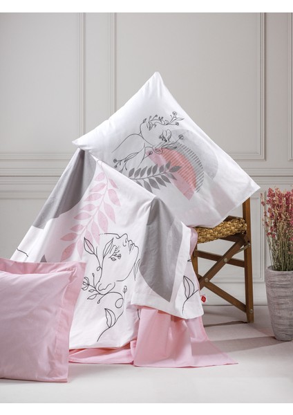 Line Art Ranfoce Çift Kişilik Nevresim Takımı Pretty Pembe