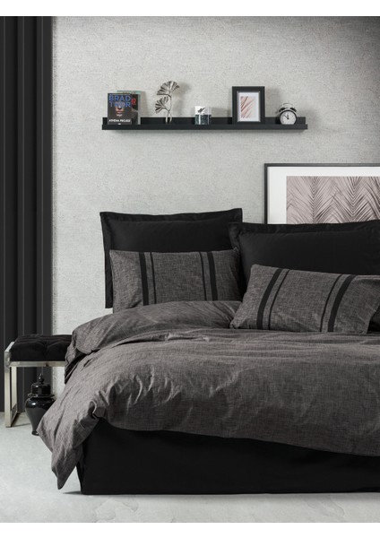 Plain Tek Kişilik Nevresim Takımı Bitter Antrasit-Siyah