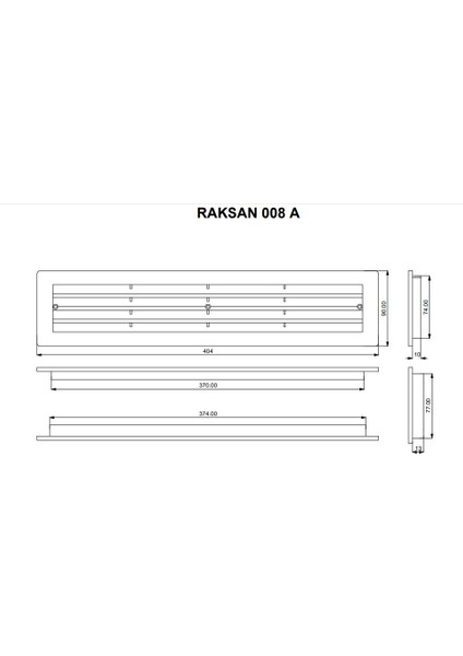 Raksan 008BKapı Altı Menfez Beyaz 8X30 Çift Izgaralı Transfer Menfezi Agmair Agm Havalandırma