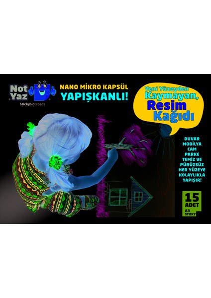 Yapışkanlı Nano Çocuk Boyama Resim Kağıdı A3-A4 Ebat