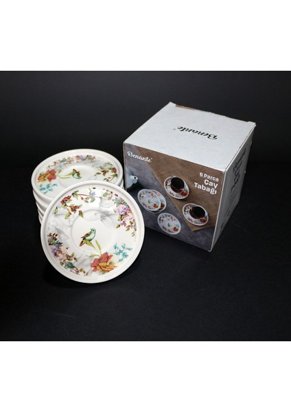 Kuş Figürlü 6 Parça Çay Tabağı