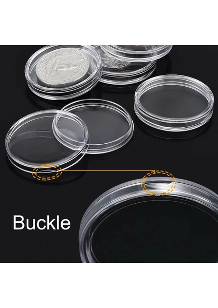 100 Adet Temizle Plastik Sikke Kapsül Paraları Konteyner Kutuları Tutucular 21MM