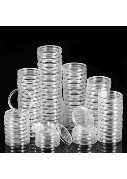 100 Adet Temizle Plastik Sikke Kapsül Paraları Konteyner Kutuları Tutucular 21MM