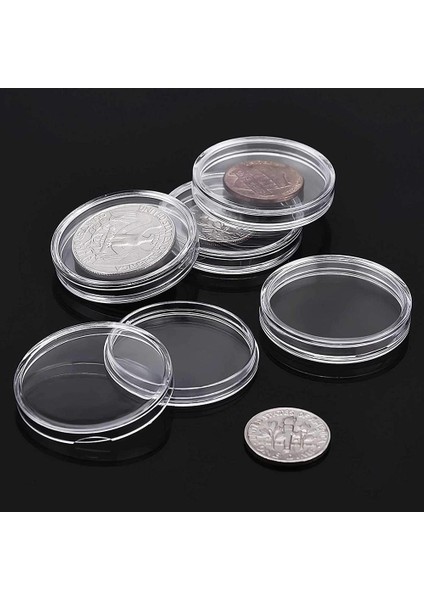 100 Adet Temizle Plastik Sikke Kapsül Paraları Konteyner Kutuları Tutucular 21MM