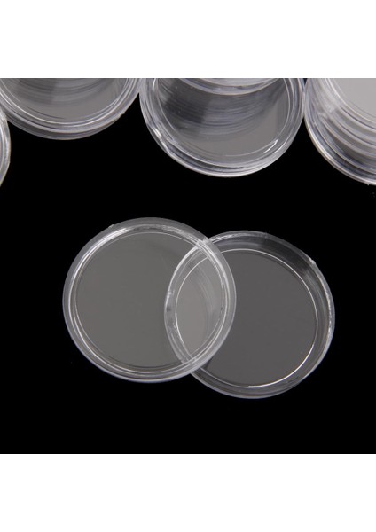 100X Yuvarlak Paralar Kaplar Temizle Paralar Kapsül Saklama Kutuları Tutucu 25MM
