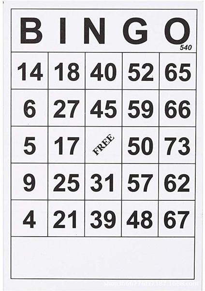Bingo Oyunu Kağıt Kartları 1 Tek Bir Tekrar Tasarımı Olmadan Tek 60 Sayfalarda (Yurt Dışından)