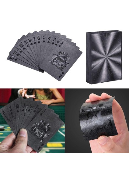 Yaratıcı Su Geçirmez Siyah Plastik Iskambil Kartları Kart Oyunları Poker 87X57MM Stil 3 (Yurt Dışından)