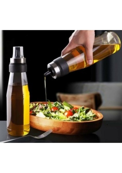 Büyük Boy Damlatmaz Akıllı Ahşap Standlı 3 Parça Cam Yağlık Seti - 720 ml