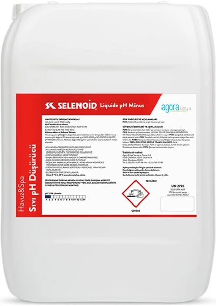 Selenoid Havuz Suyu Ph Düşürücü Selenoid Liquide Ph (-) 25 kg