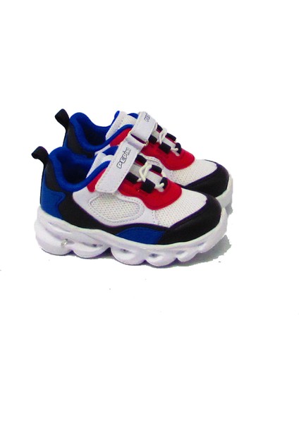 P-1253 Beyaz / Siyah Unisex Çocuk Işıklı Spor Ayakkabı fırsatları