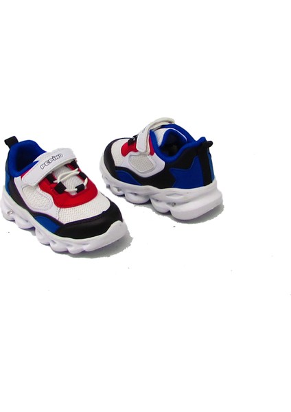 P-1253 Beyaz / Siyah Unisex Çocuk Işıklı Spor Ayakkabı indirimleri