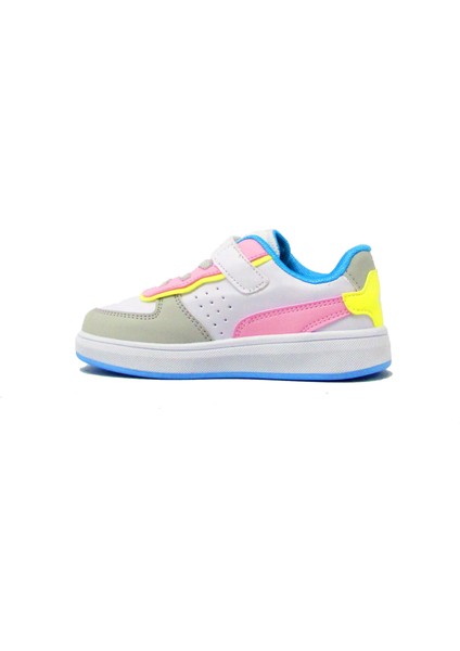 P-964 Beyaz / Pembe Unisex Çocuk Tek Cırt Spor Ayakkabı fiyatları