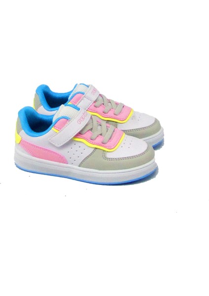 P-964 Beyaz / Pembe Unisex Çocuk Tek Cırt Spor Ayakkabı fırsatları