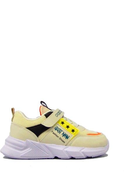 P-1226 Krem Unisex Çocuk Fileli Spor Ayakkabı