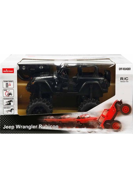 Rastar 1:14 Jeep Wrangler Rubicon Uzaktan Kumandalı Araba 28 cm 16119 Siyah Renk