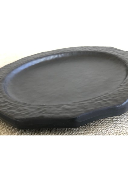 Melamin Çukur Köşeli Servis Tabağı Siyah 25CM - Melamin Sunum Tabağı modelleri