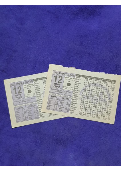 12 Mayıs 2002 Takvim Yaprağı - Nostalji Koleksiyonluk Takvim Yaprağı modelleri