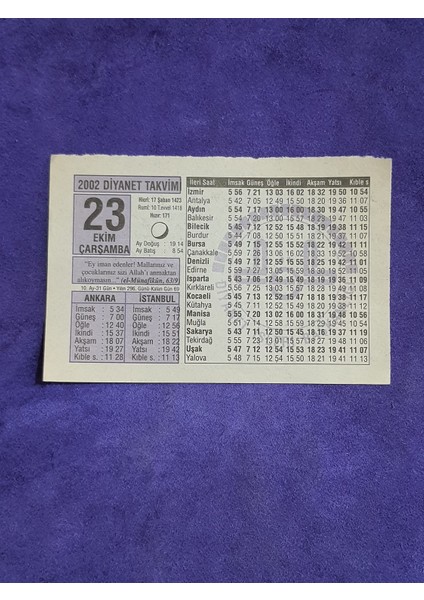 23 Ekim 2002 Takvim Yaprağı - Nostalji Koleksiyonluk Takvim Yaprağı A