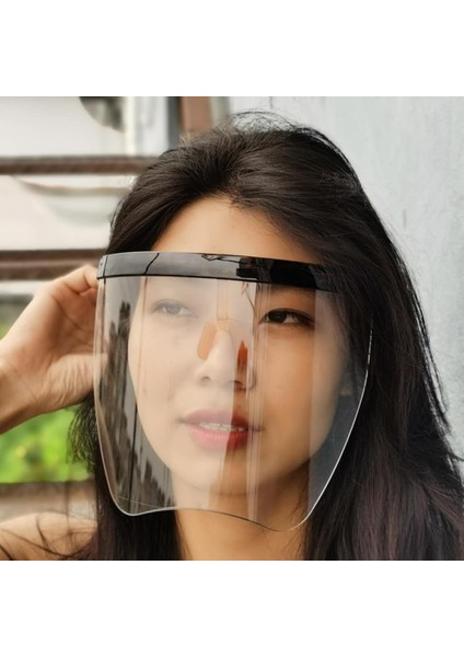 Tam Yüz Kalkanı Kullanımlık Gözlükler Temizle Lens Güneş Gözlüğü Vizör Siyah ÇerçeveOto-Onay(Yurt Dışından) fiyatları