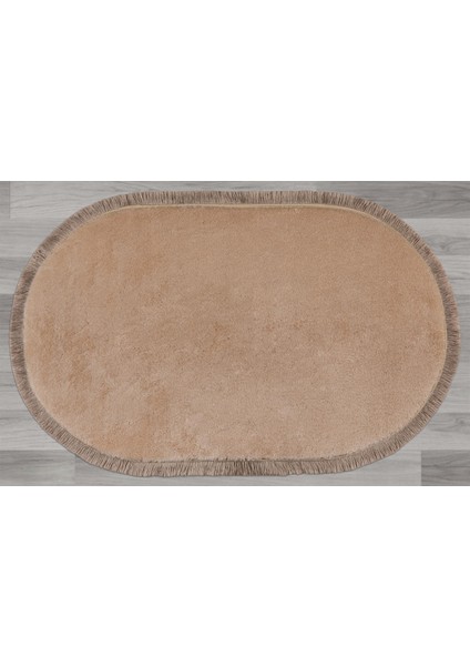 Modern Dekoratif Halı Jel Kaymaz Taban Peluş Bej Saçaklı Oval Halı fiyatları