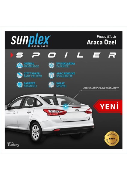 Ford Focus 3-4 Sedan 2011-2017 Sunplex Piano Black Spoiler modelleri