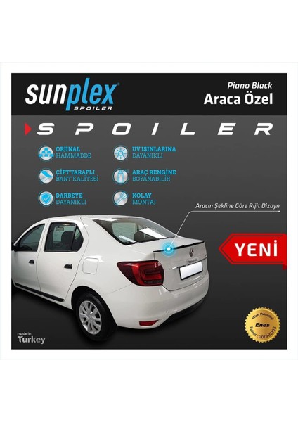 Renault Symbol 2013-2020 Sedan Sunplex Piano Black Spoiler