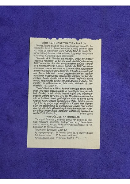 23 Temmuz 2002 Takvim Yaprağı - Nostalji Koleksiyonluk Takvim Yaprağı fiyatları