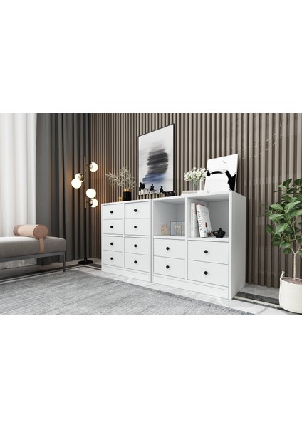 Rafli Çekmeceli Sifonyer Beyaz 130 cm SFN-1014-Ç