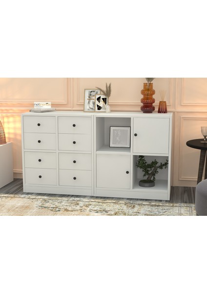 Rafli Dolapli Çekmeceli Sifonyer Beyaz 130 cm SFN-1015-Ç fiyatları