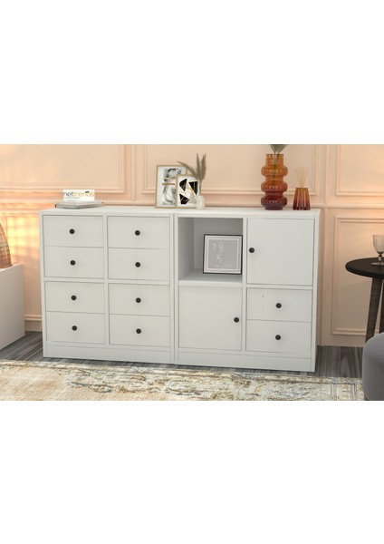 Rafli Dolapli Çekmeceli Sifonyer Beyaz 130 cm SFN-1016-Ç fiyatları