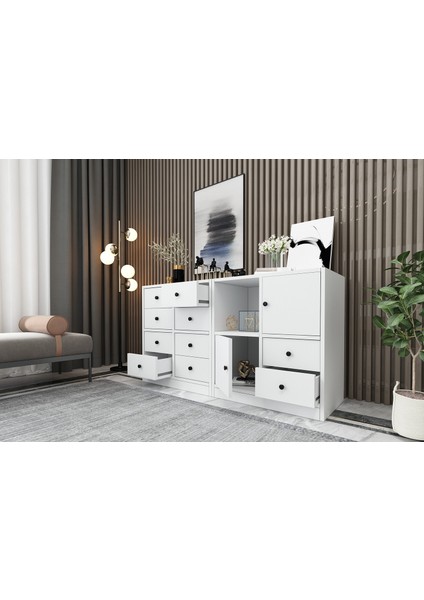 Rafli Dolapli Çekmeceli Sifonyer Beyaz 130 cm SFN-1016-Ç modelleri