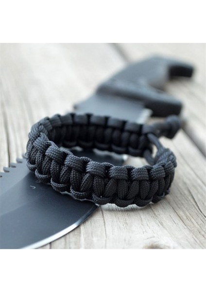 Survival Paracord 550 Paraşüt Ipi Erkek Bileklik Siyah Renk
