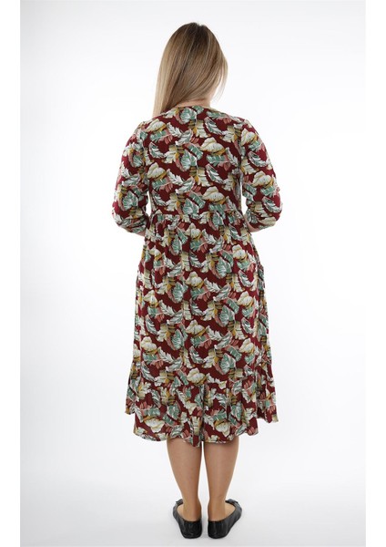 Yeşil Yaprak Desenli Yazlık Elbise fiyatları