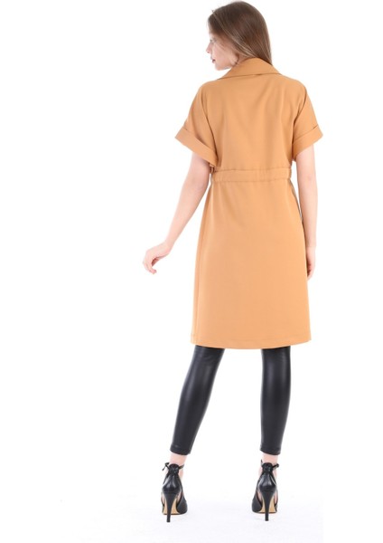 Mono Yaka Beli Tünelli Cepli Apoletli Kısa Kollu Astarsız Bej Yelek modelleri