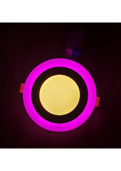 Çift Renkli Çap:24,5cm Sıva Altı Yuvarlak 24 Watt (18+6) LED Spot Armatür 3000K (Gün Işığı)