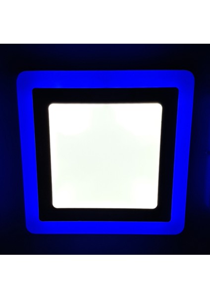 Çift Renkli Boyut: 10X10CM Sıva Altı Kare 6 Watt (3+3) LED Spot Armatür 6500K (Beyaz Aydınlatma)