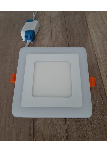 Çift Renkli Boyut: 10X10CM Sıva Altı Kare 6 Watt (3+3) LED Spot Armatür 6500K (Beyaz Aydınlatma)