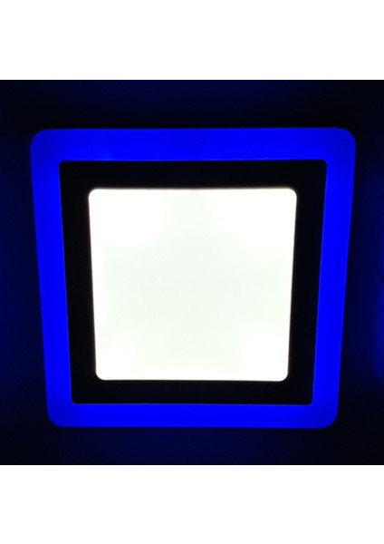 Çift Renkli Boyut: 14X14CM Sıva Altı Kare 9 Watt (6+3) LED Spot Armatür 6500K (Beyaz Aydınlatma)