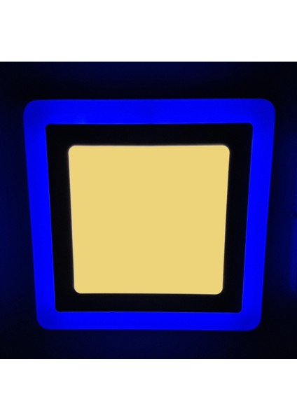 Çift Renkli Boyut: 10X10CM Sıva Altı Kare 6 Watt (3+3) LED Spot Armatür 3000K (Gün Işığı)