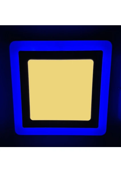 Çift Renkli Boyut: 14X14CM Sıva Altı Kare 9 Watt (6+3) LED Spot Armatür 3000K (Gün Işığı)