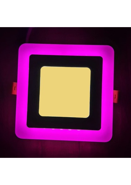Çift Renkli Boyut: 14X14CM Sıva Altı Kare 9 Watt (6+3) LED Spot Armatür 3000K (Gün Işığı)