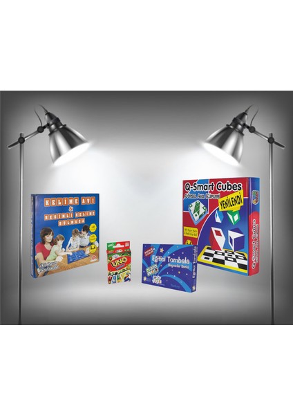 Q-Smart , Kelime Avı ve Kelime Bulmaca, Eğitici Tombala Hayvanlar Serisi ve Uno Junior (4'lü Set)