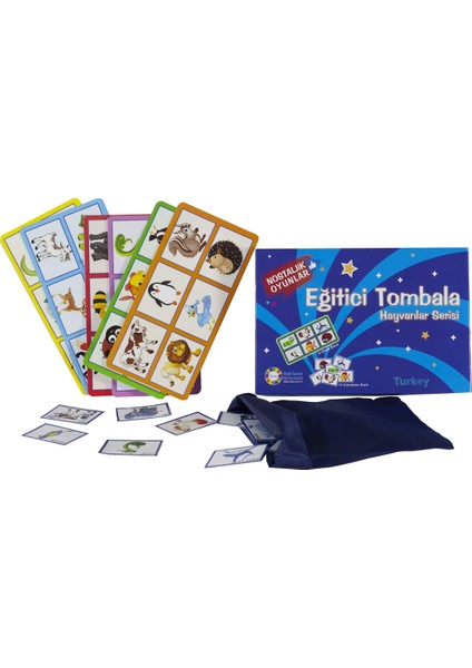 Q-Smart , Kelime Avı ve Kelime Bulmaca, Eğitici Tombala Hayvanlar Serisi ve Uno Junior (4'lü Set)