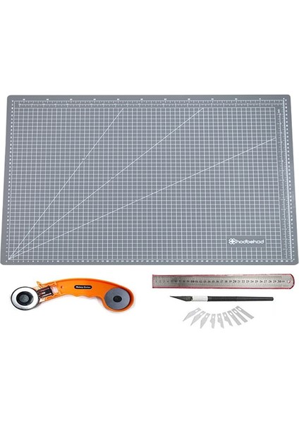 A2 Gri Renk 60X45CM Çift Taraflı Kesim Altlığı Hobi Cutting Mat Set