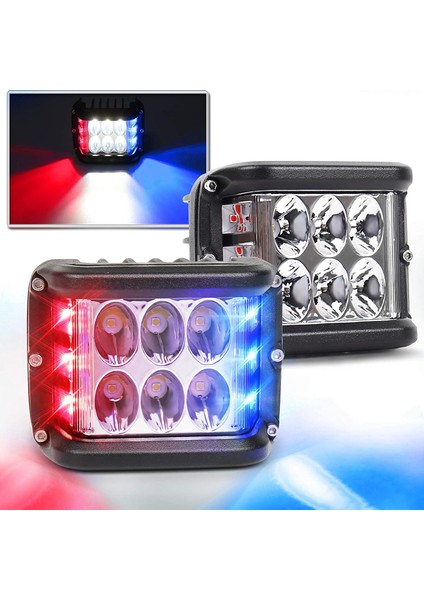 Offroad Sis Lambası Beyaz-Kırmızı-Mavi 12 LED 36W Çift / LASS319-1