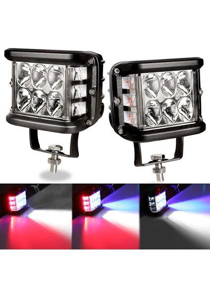 Offroad Sis Lambası Beyaz-Kırmızı-Mavi 12 LED 36W Çift / LASS319-1