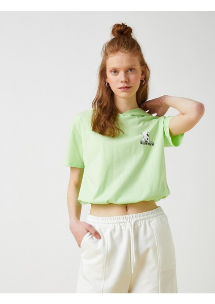 2YAL18009UK Yuvarlak Yaka Kısa Kollu Normal Kalıp Mint Kadın T-Shirt