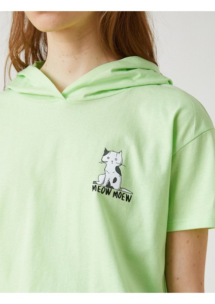 2YAL18009UK Yuvarlak Yaka Kısa Kollu Normal Kalıp Mint Kadın T-Shirt indirimleri