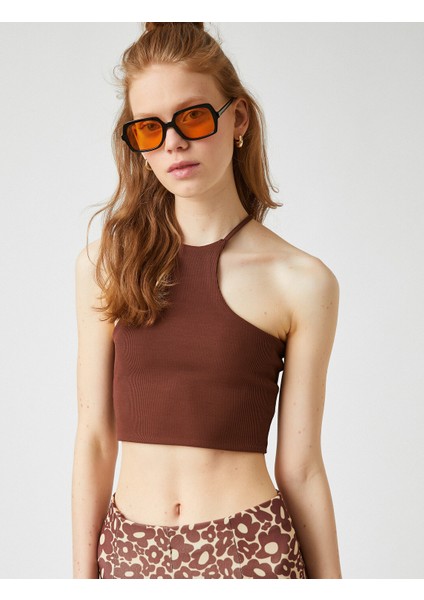 Halter Asimetrik Yaka Crop Atlet