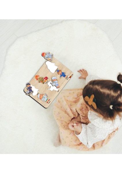 Toys Çocuklar Için 2’li Ahşap Figürlü Eğitici-Öğretici Yapboz Puzzle-4